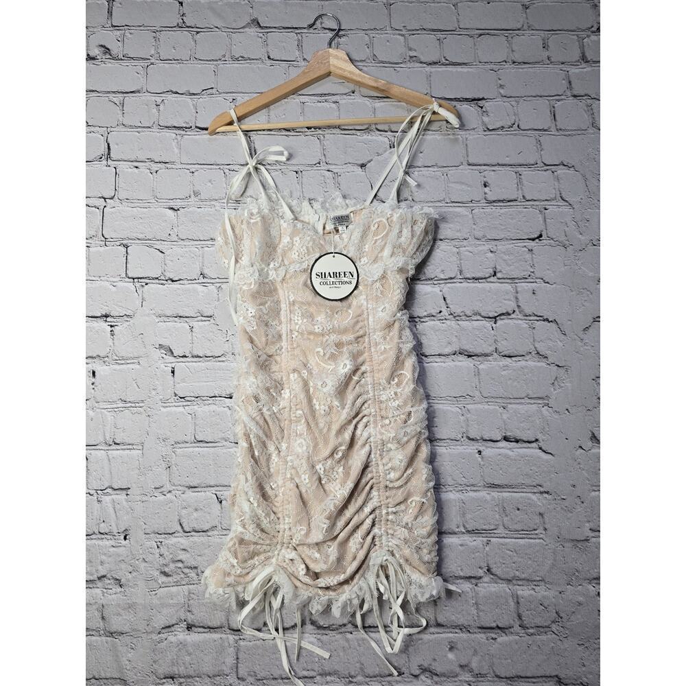 Shareen Collections Bridal Lace Overlay Ruched Detail Dress New Size AU‎ 10